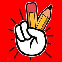 Funny Peace Hand With Pencil Fingers Santa Hat thumb 1