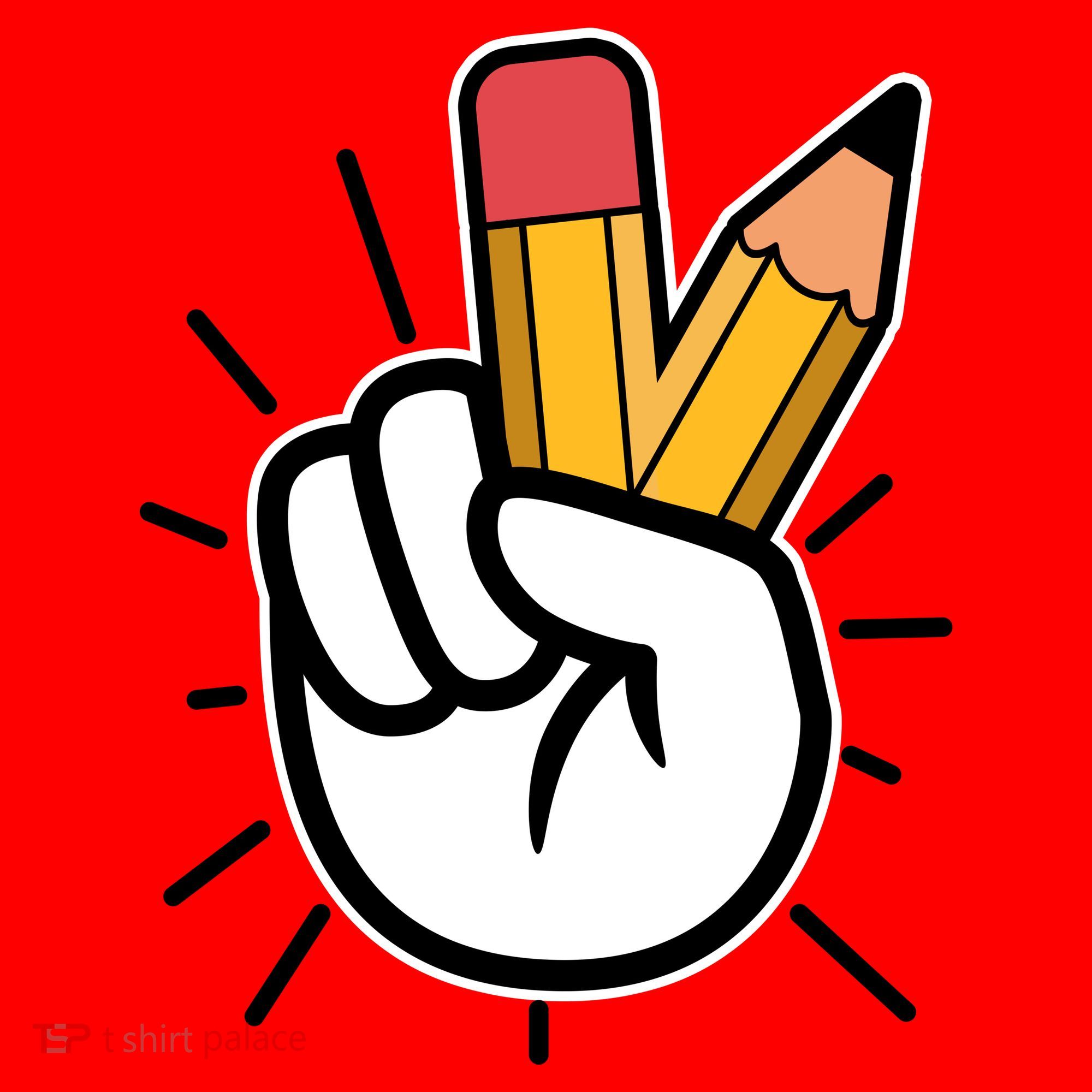 Funny Peace Hand With Pencil Fingers Santa Hat