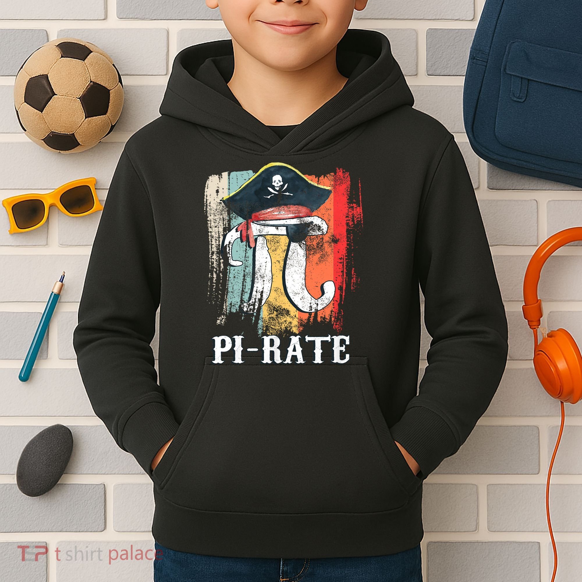 Funny Pi-rate - Happy Pi Day Math Geek Pirate Lover Kids Hoodie