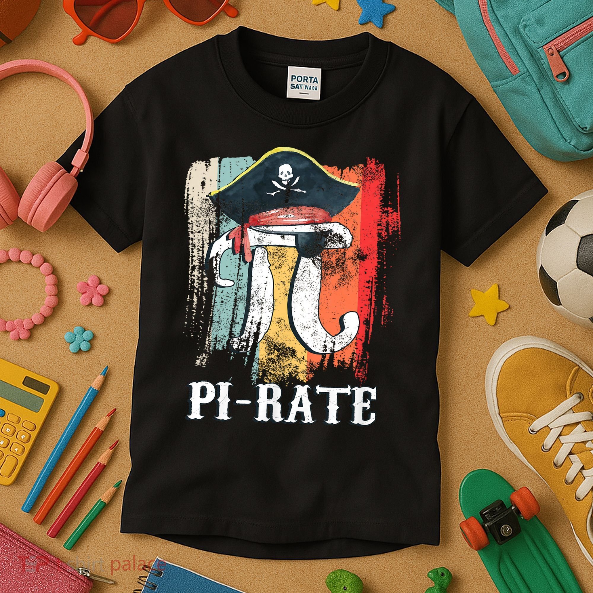 Funny Pi-rate - Happy Pi Day Math Geek Pirate Lover Kids T-Shirt