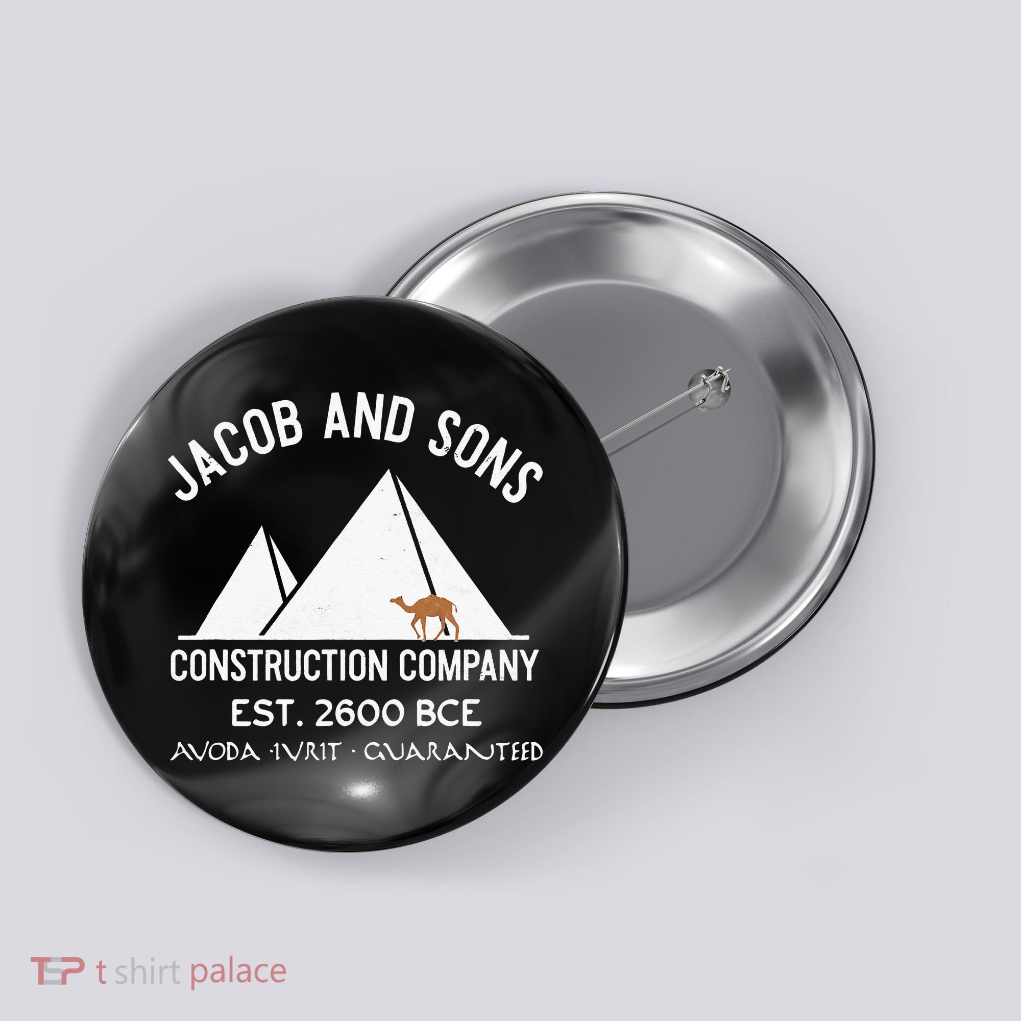 Funny Passover Hebrew Construction Egypt Pyramids Builders Button