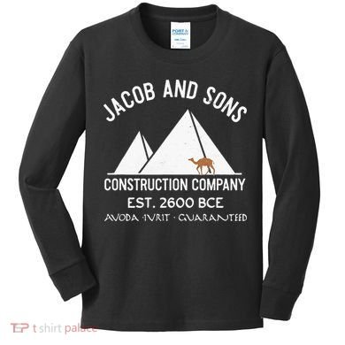 Funny Passover Hebrew Construction Egypt Pyramids Builders Kids Long Sleeve Shirt