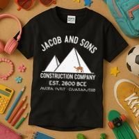 Funny Passover Hebrew Construction Egypt Pyramids Builders Kids T-Shirt thumb 3