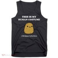 Funny Potato Humour This Is My Human Costume Halloween Potato Tank Top thumb 0