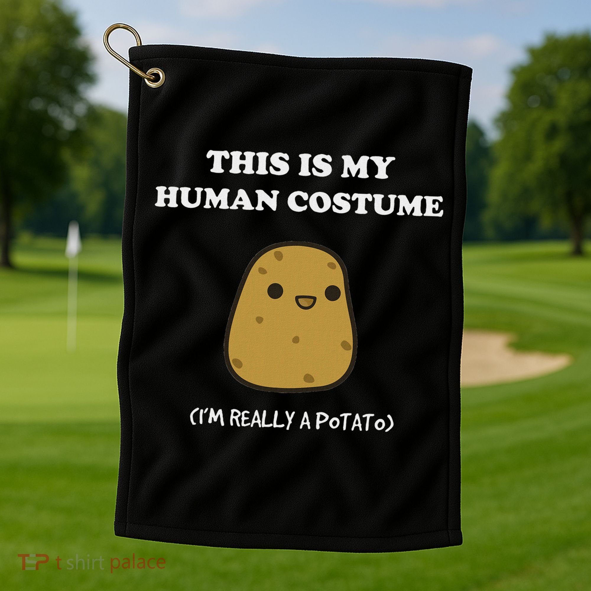 Funny Potato Humour This Is My Human Costume Halloween Potato Golf Towel