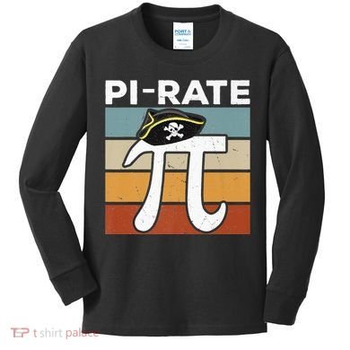 Funny Pi-rate - Happy Pi Day Math Geek Pirate Lover Kids Long Sleeve Shirt