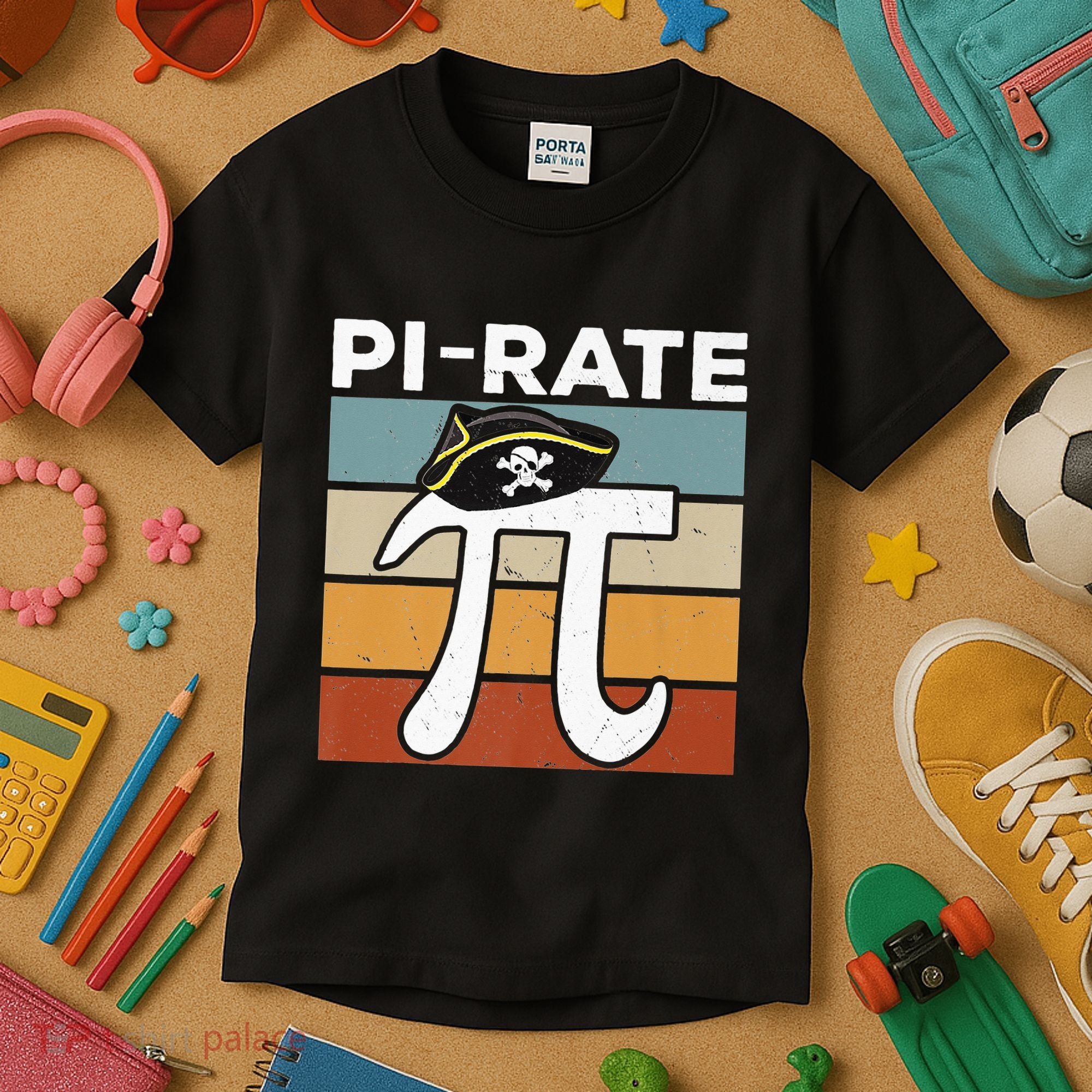 Funny Pi-rate - Happy Pi Day Math Geek Pirate Lover Kids T-Shirt