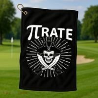 Funny Pi-Rate Happy Pi Day Math Pirate Pun Golf Towel thumb 1