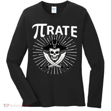 Funny Pi-Rate Happy Pi Day Math Pirate Pun Women's Long Sleeve Shirt