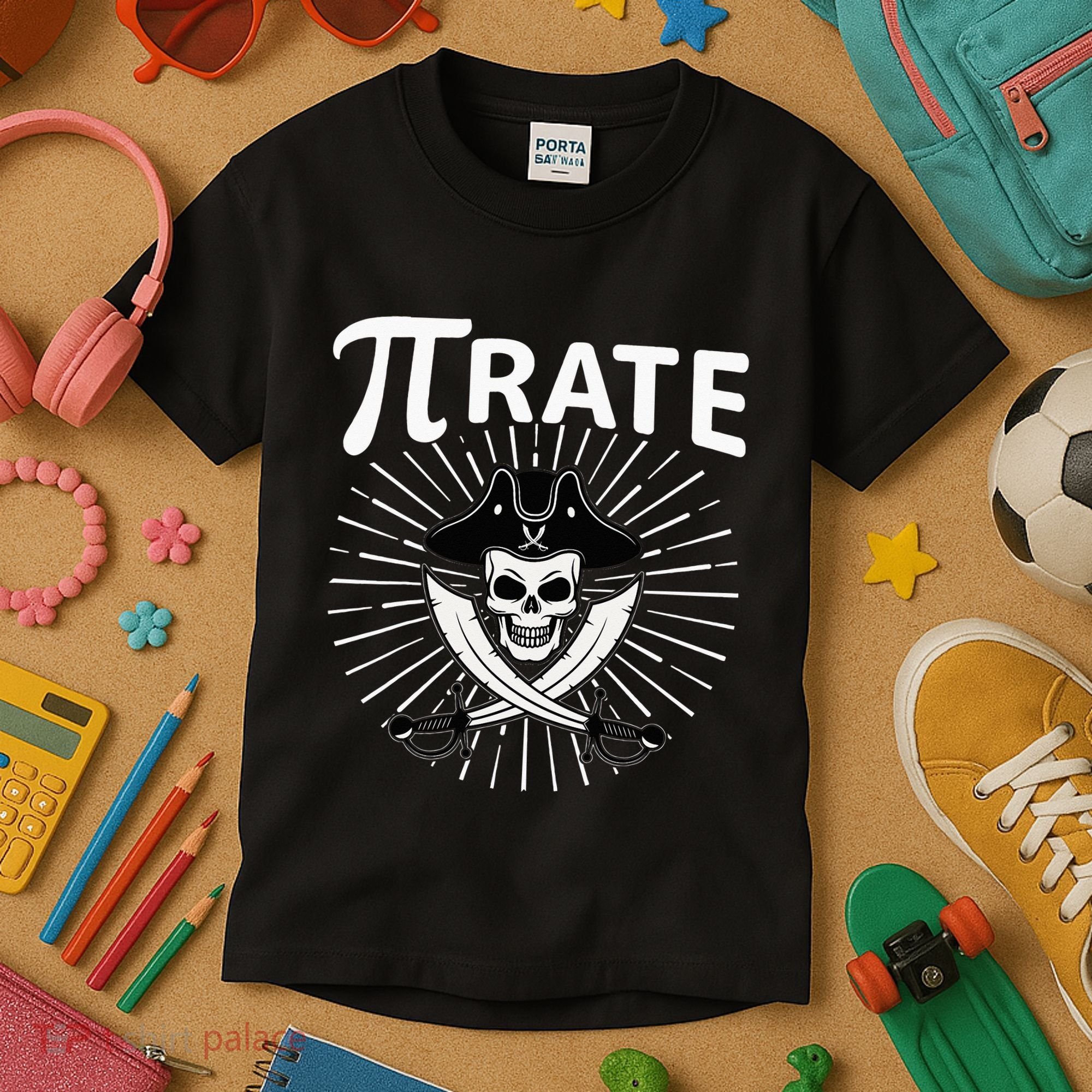 Funny Pi-Rate Happy Pi Day Math Pirate Pun Kids T-Shirt