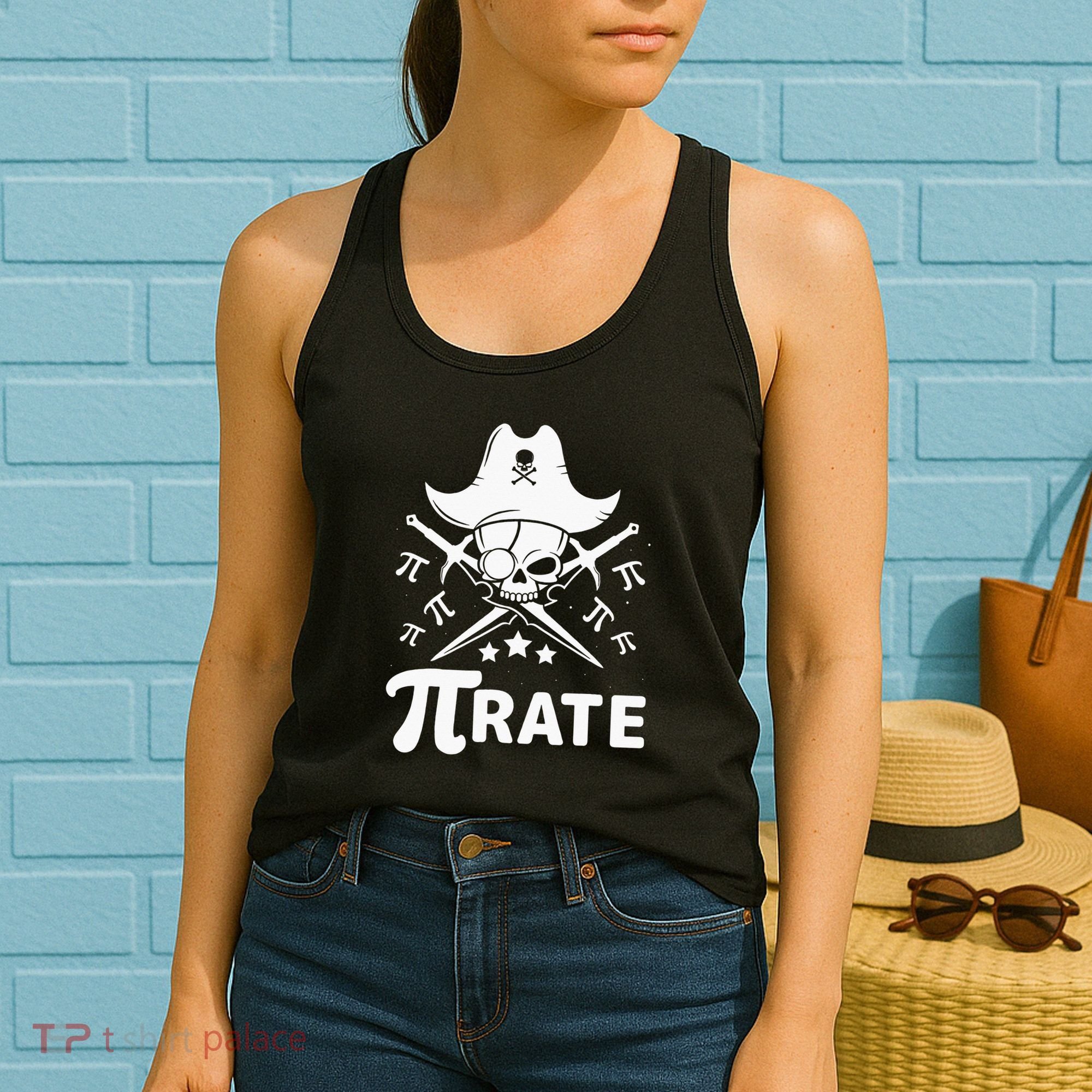 Funny Pi-Rate Happy Pi Day Math Pirate Pun Women's Tank Top