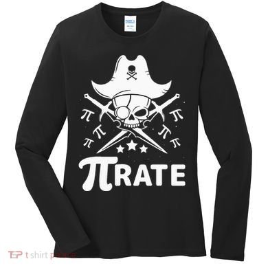 Funny Pi-Rate Happy Pi Day Math Pirate Pun Women's Long Sleeve Shirt