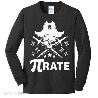 Funny Pi-Rate Happy Pi Day Math Pirate Pun Kids Long Sleeve Shirt