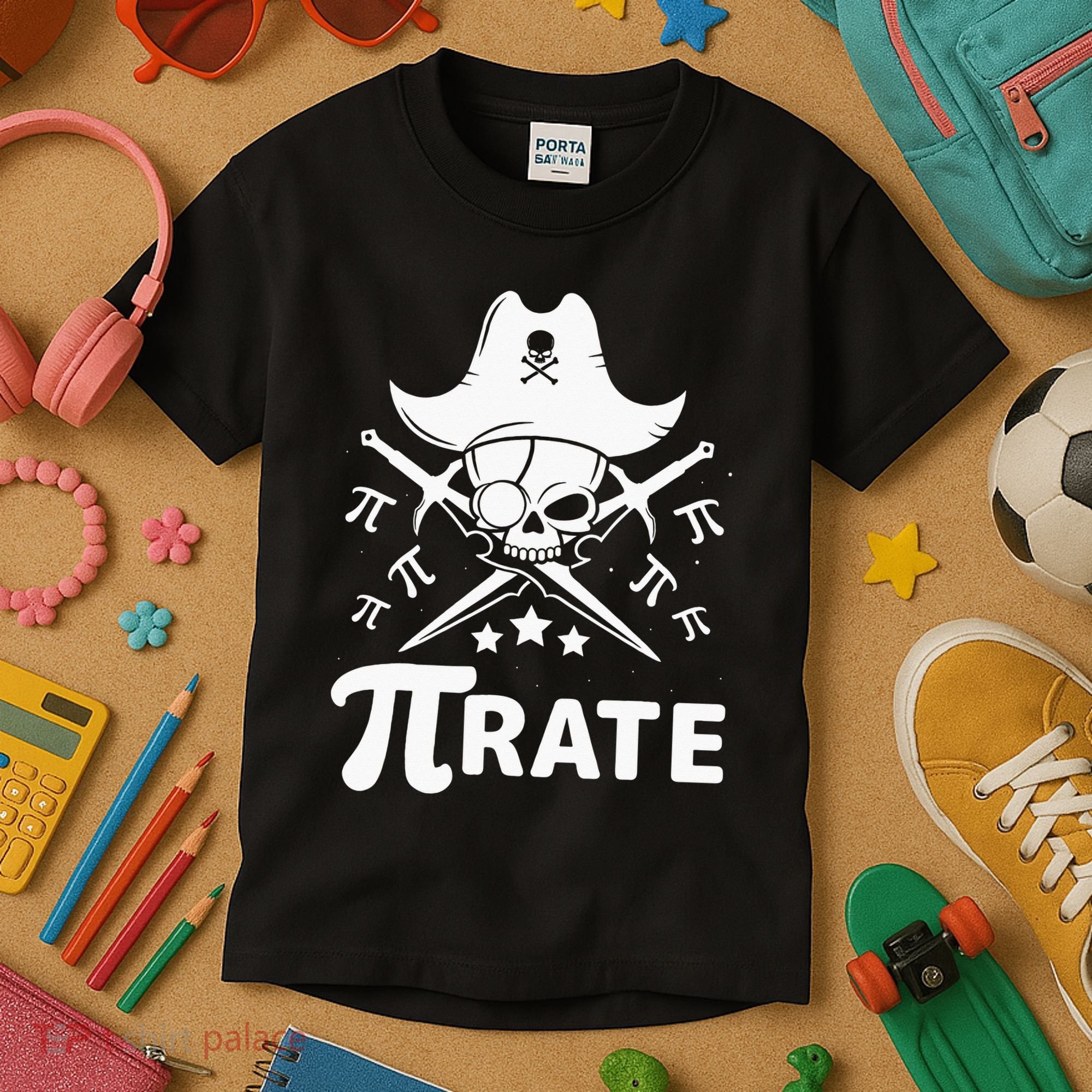 Funny Pi-Rate Happy Pi Day Math Pirate Pun Kids T-Shirt