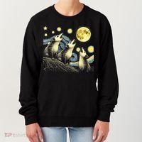 Funny Possums Howling at Full Moon Starry Night Opossum Women's Sweatshirt thumb 0
