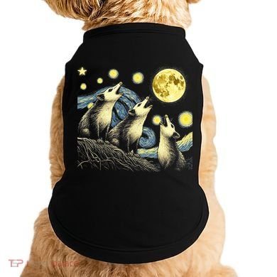 Funny Possums Howling at Full Moon Starry Night Opossum Doggie Tank