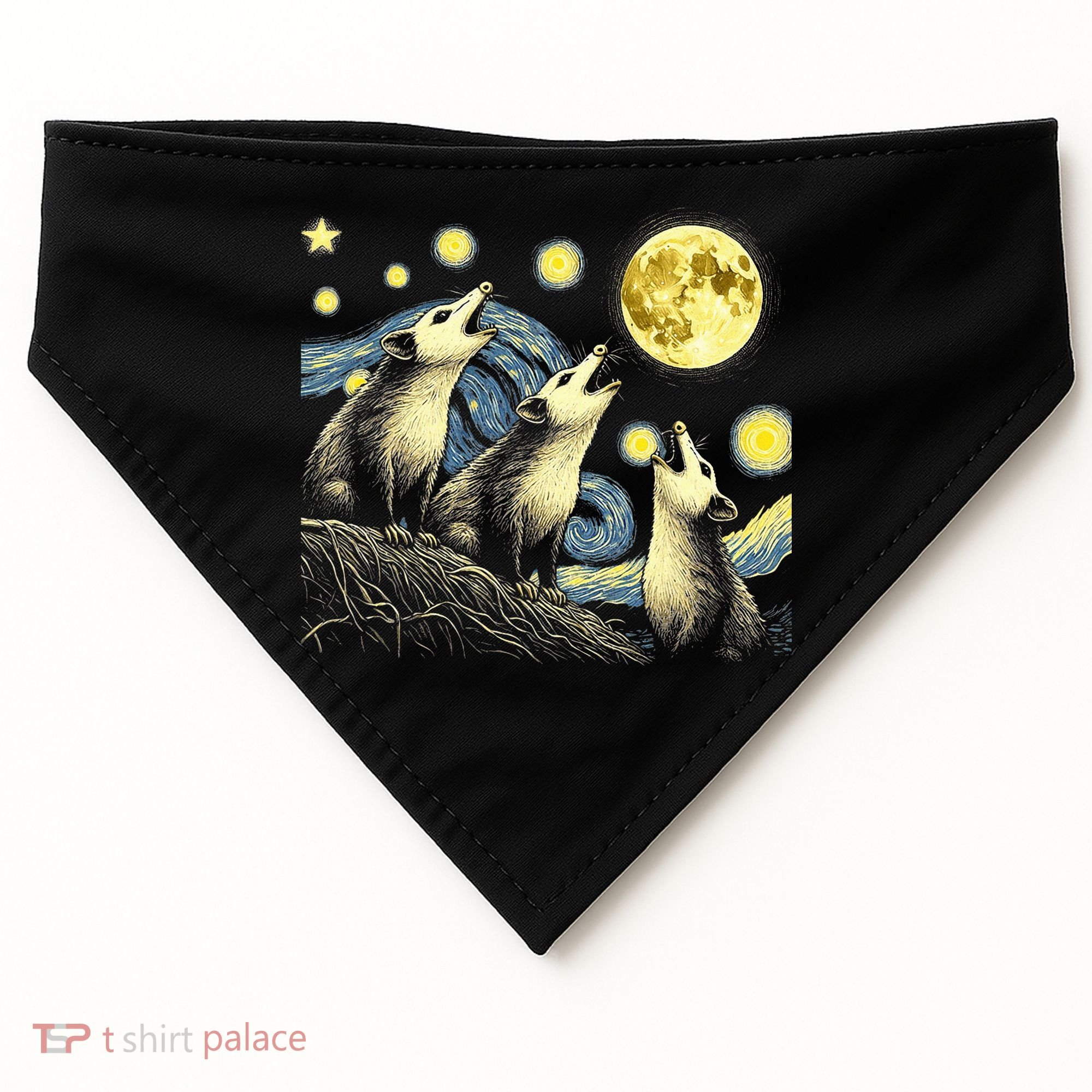 Funny Possums Howling at Full Moon Starry Night Opossum USA-Made Doggie Bandana