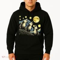 Funny Possums Howling at Full Moon Starry Night Opossum Hoodie thumb 2