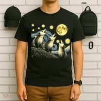 Funny Possums Howling at Full Moon Starry Night Opossum T-Shirt thumb 6