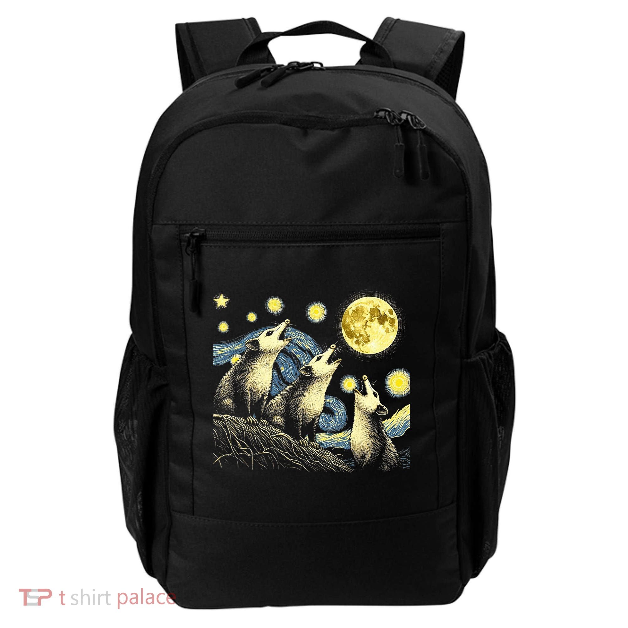 Funny Possums Howling at Full Moon Starry Night Opossum Backpack