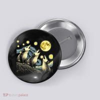 Funny Possums Howling at Full Moon Starry Night Opossum Button thumb 0