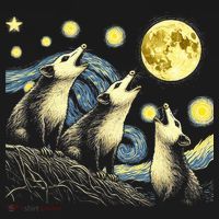 Funny Possums Howling at Full Moon Starry Night Opossum Polo thumb 3