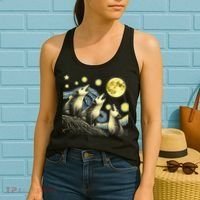 Funny Possums Howling at Full Moon Starry Night Opossum Women's Tank Top thumb 2