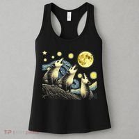 Funny Possums Howling at Full Moon Starry Night Opossum Women's Tank Top thumb 3