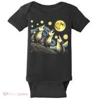 Funny Possums Howling at Full Moon Starry Night Opossum Baby Bodysuit thumb 0