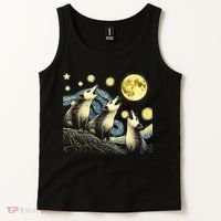 Funny Possums Howling at Full Moon Starry Night Opossum Tank Top thumb 2