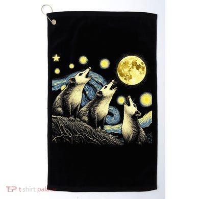Funny Possums Howling at Full Moon Starry Night Opossum Golf Towel