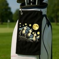 Funny Possums Howling at Full Moon Starry Night Opossum Golf Towel thumb 2