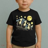 Funny Possums Howling at Full Moon Starry Night Opossum Toddler T-Shirt thumb 2