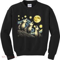 Funny Possums Howling at Full Moon Starry Night Opossum Kids Sweatshirt thumb 0