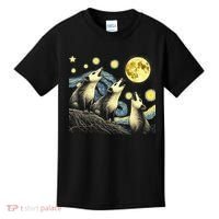 Funny Possums Howling at Full Moon Starry Night Opossum Kids T-Shirt thumb 0