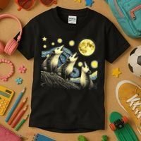 Funny Possums Howling at Full Moon Starry Night Opossum Kids T-Shirt thumb 3