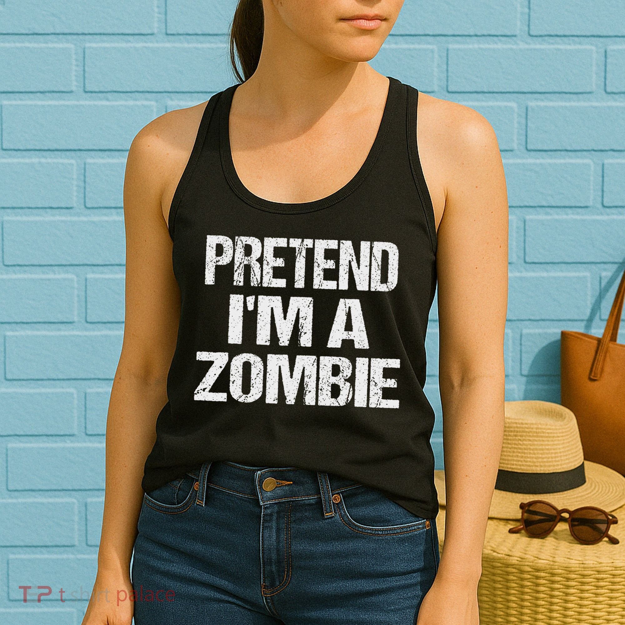 Funny Pretend I'm A Zombie Halloween Costume Women's Tank Top