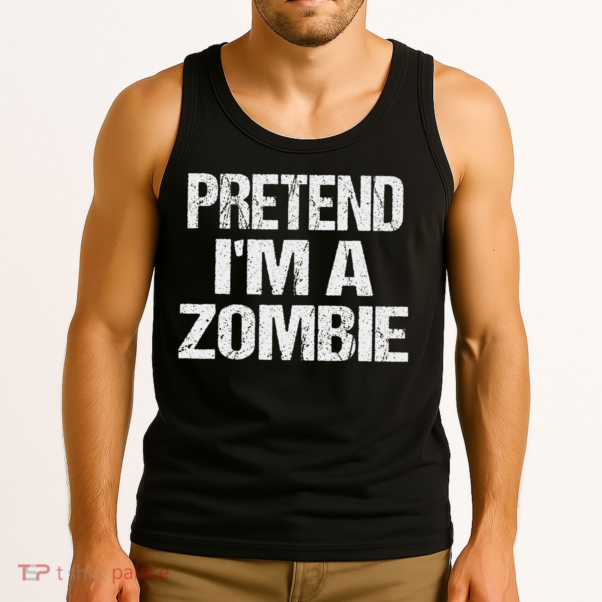 Funny Pretend I'm A Zombie Halloween Costume Tank Top