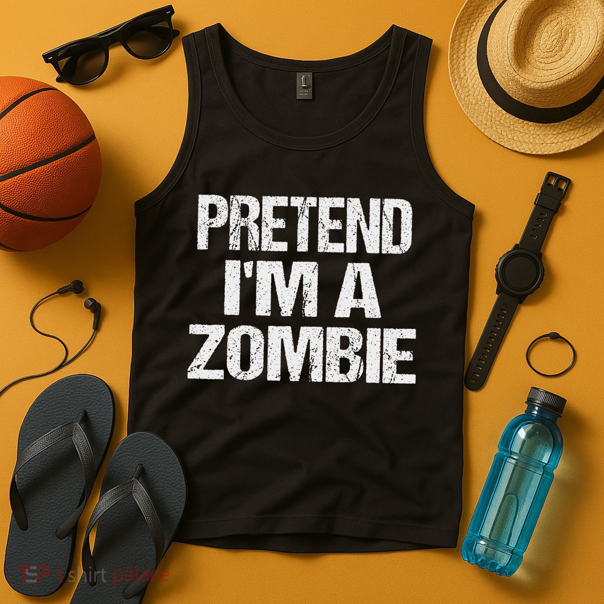 Funny Pretend I'm A Zombie Halloween Costume Tank Top