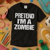 Funny Pretend I'm A Zombie Halloween Costume Kids T-Shirt thumb 3