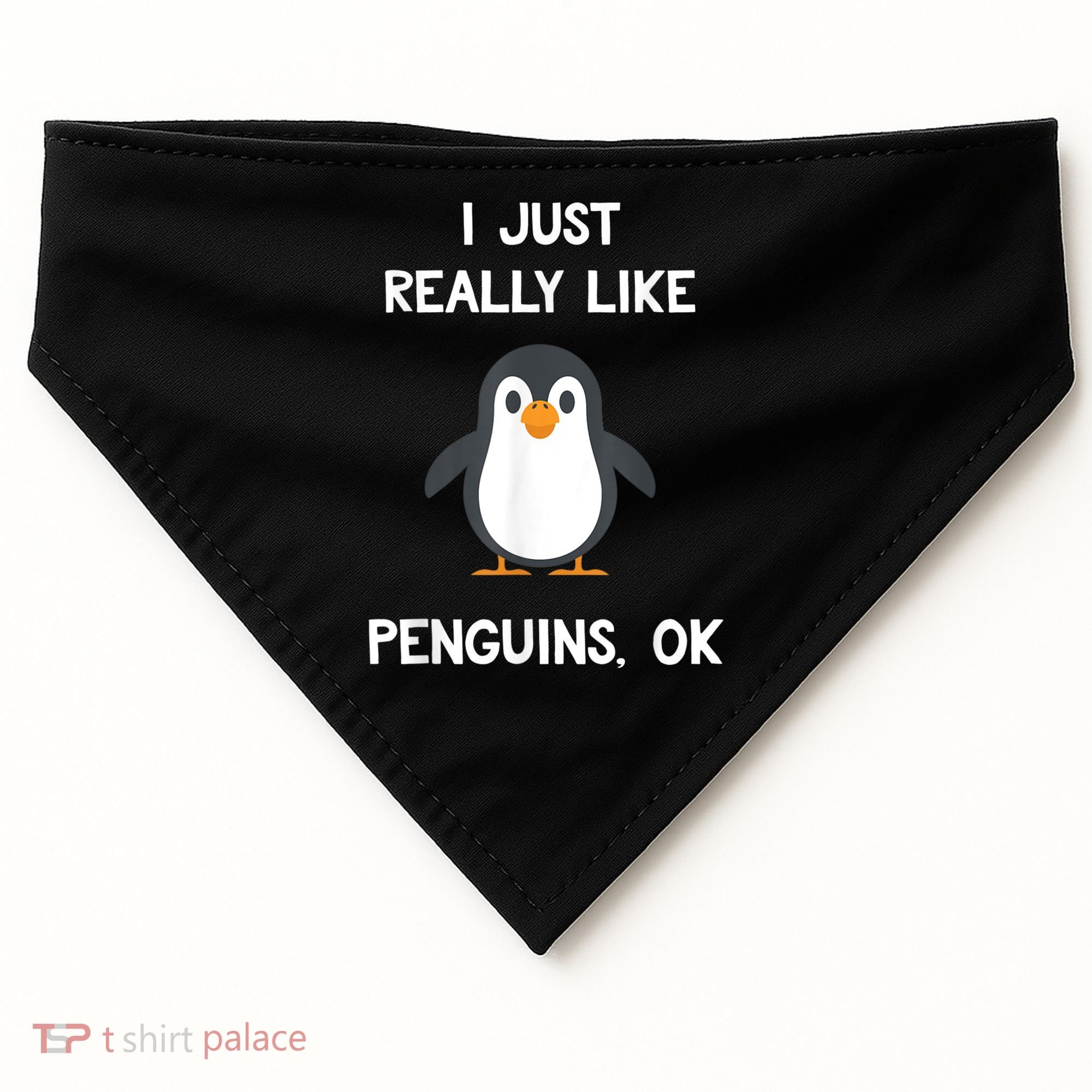 Funny Penguin I Just Really Like Penguins OK USA-Made Doggie Bandana