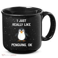 Funny Penguin I Just Really Like Penguins OK 15oz Campfire Ceramic Mug thumb 0