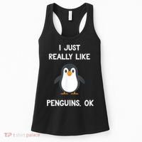 Funny Penguin I Just Really Like Penguins OK Women's Tank Top thumb 0