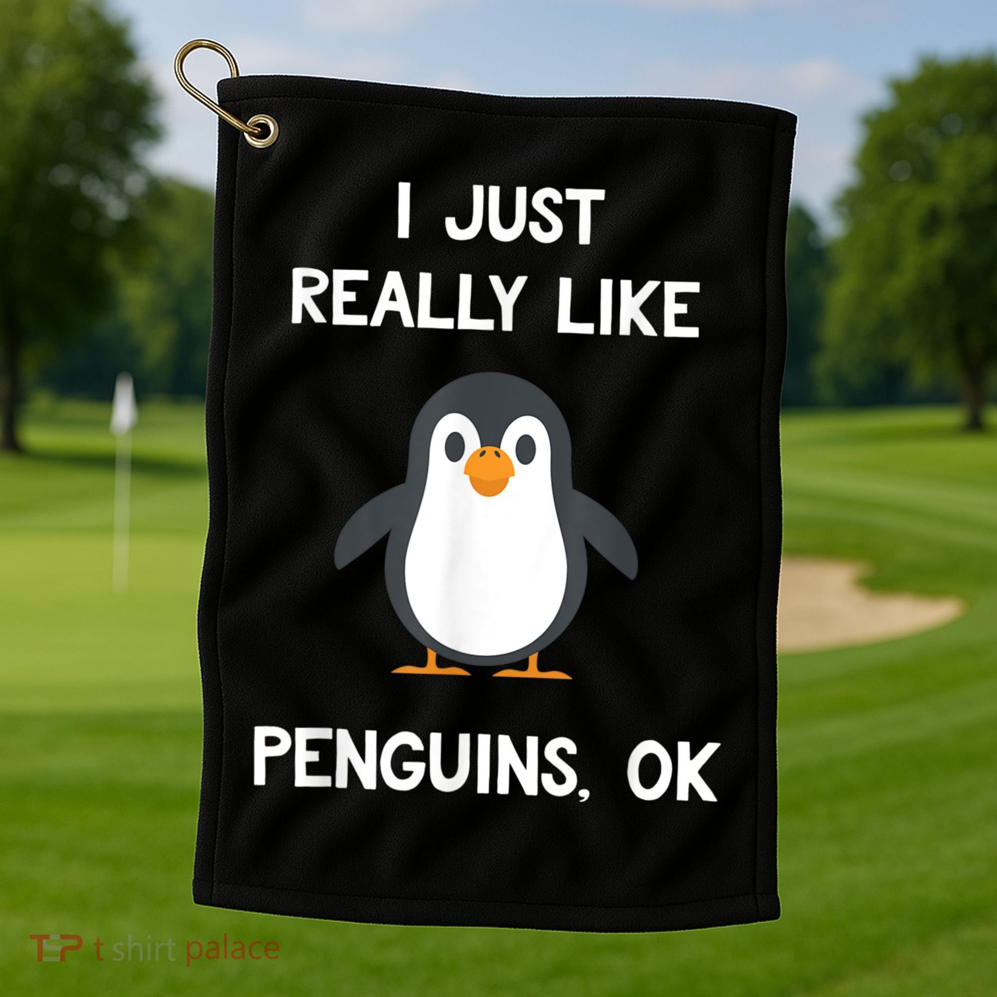 Funny Penguin I Just Really Like Penguins OK Golf Towel