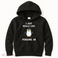 Funny Penguin I Just Really Like Penguins OK Kids Hoodie thumb 0