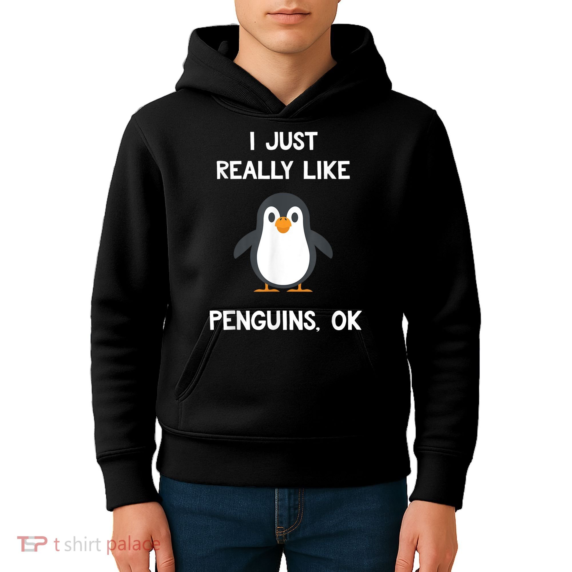 Funny Penguin I Just Really Like Penguins OK Kids Hoodie