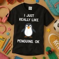 Funny Penguin I Just Really Like Penguins OK Kids T-Shirt thumb 3
