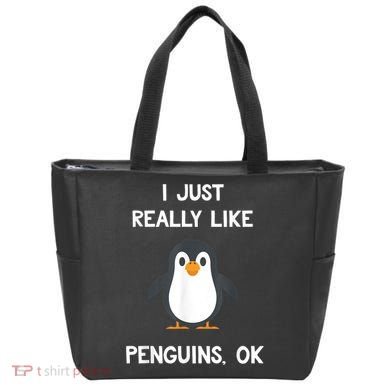 Funny Penguin I Just Really Like Penguins OK Tote Bag