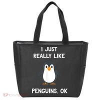 Funny Penguin I Just Really Like Penguins OK Tote Bag thumb 0