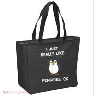 Funny Penguin I Just Really Like Penguins OK Tote Bag thumb 2